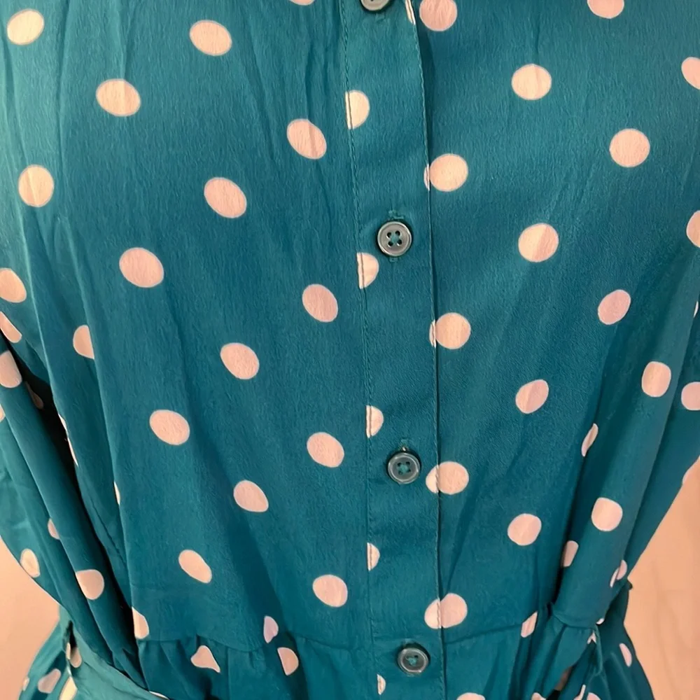 Motherhood Maternity short sleeve button down Polka dot dress with tie i… - Picture 3 of 8